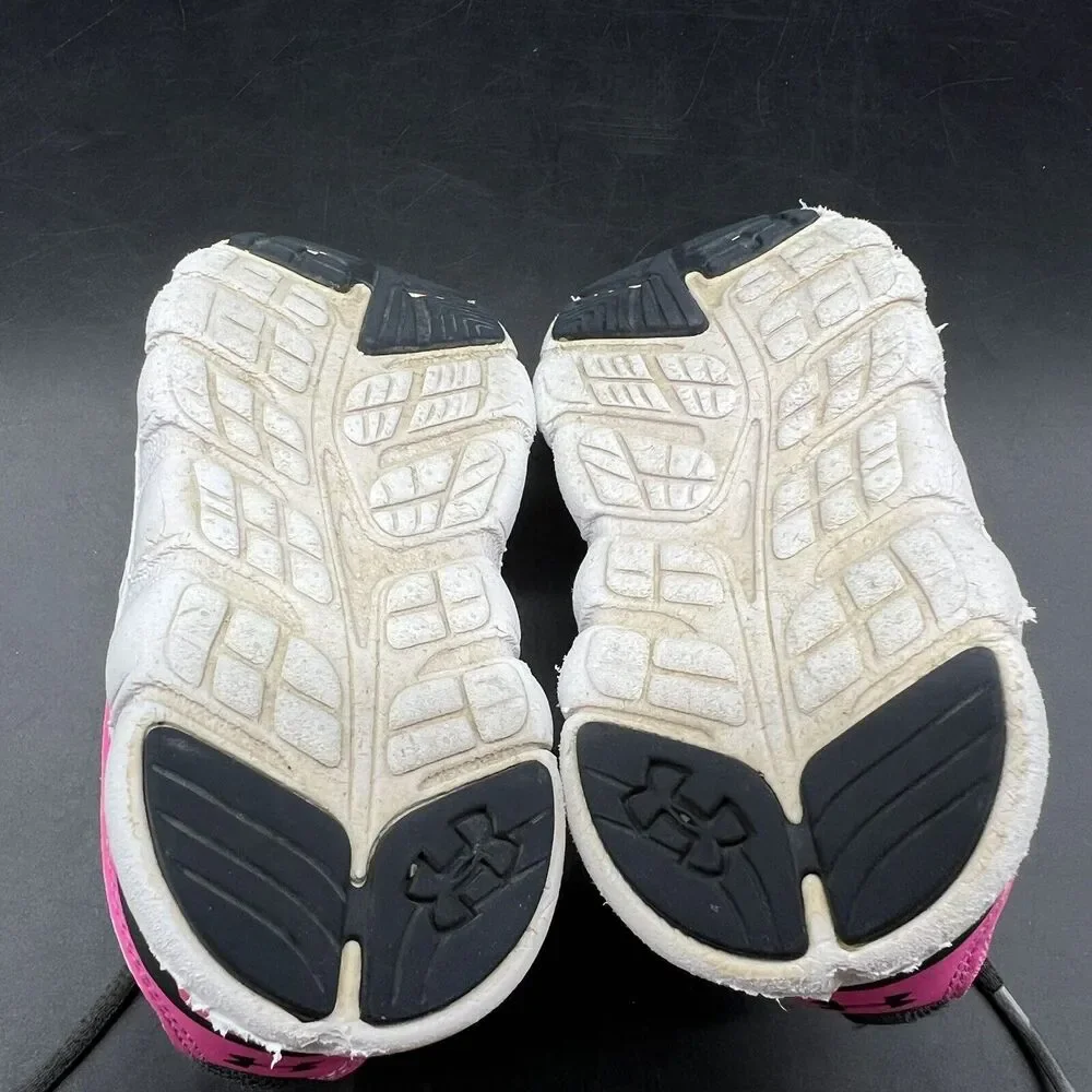 Under Armour Infant Toddler Pink White and Black Tennis Shoes Size 6K Lace Up